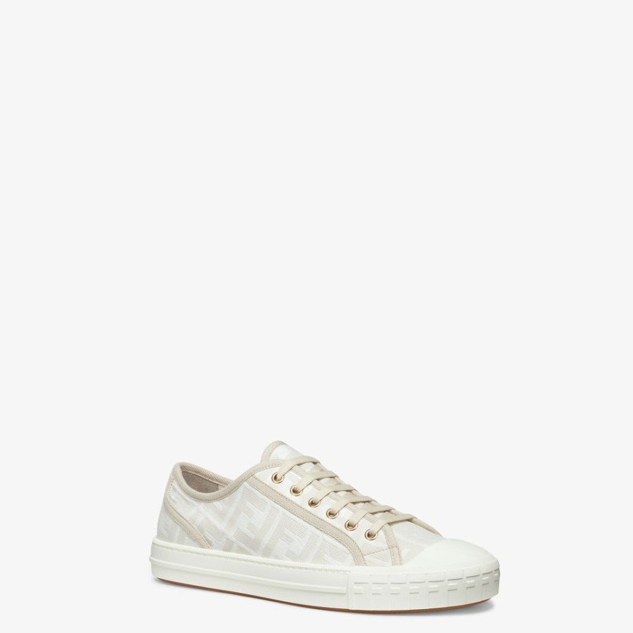 Herren Fendi Sneakers | Low-Top Sneaker Aus Stoff In Weis