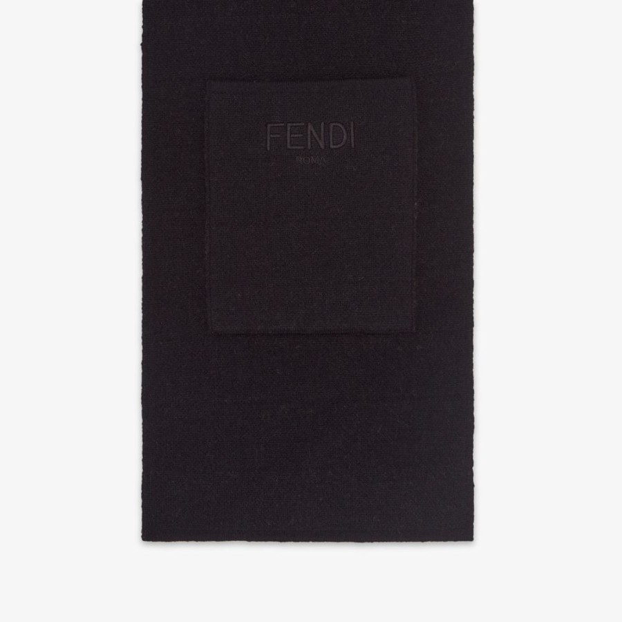 Kids Fendi Accessoires | Wendbarer Junior-Schal Aus Strick In Schwarz Und Tabakbraun