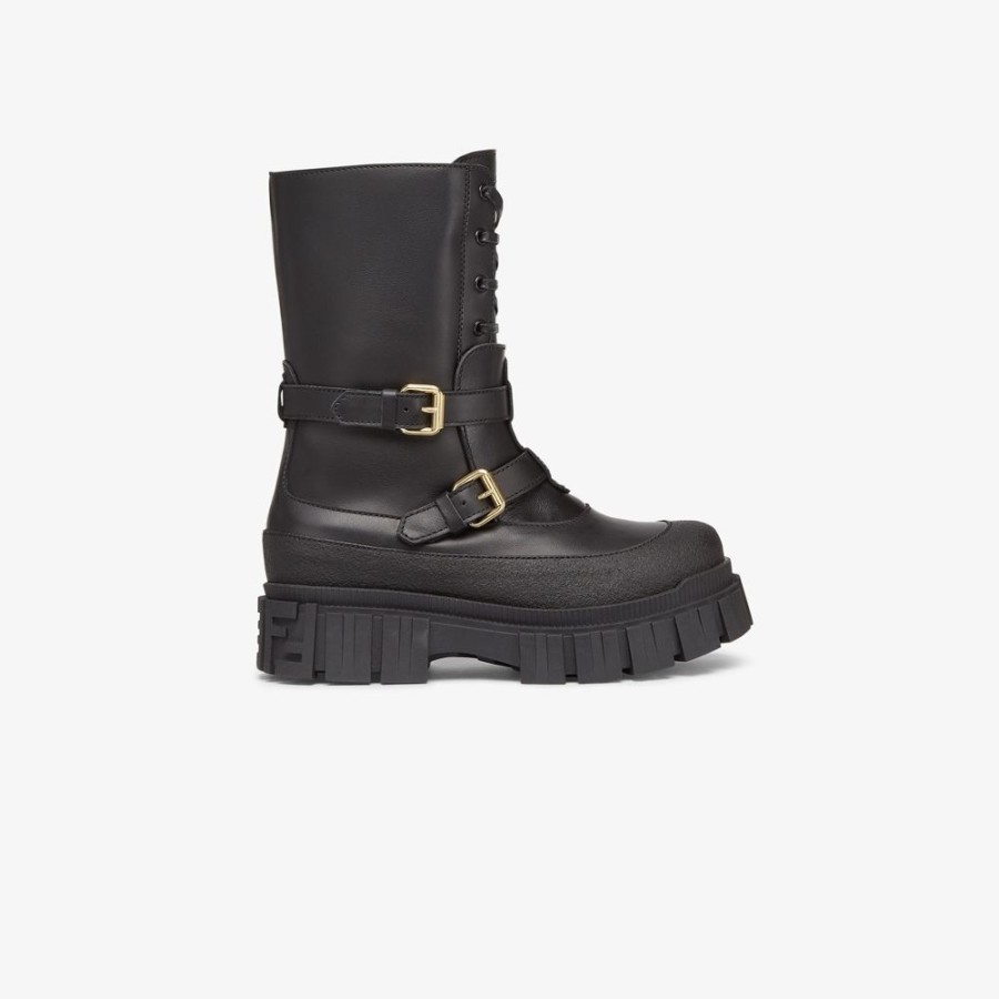 Kids Fendi Schuhe | Junior-Bikerstiefel Aus Leder