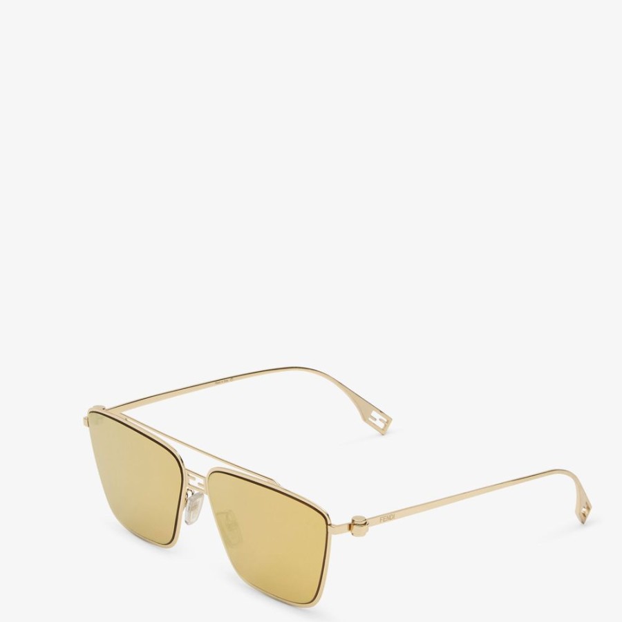 Damen Fendi Sonnenbrillen | Sonnenbrille Aus Metall In Gold-Optik