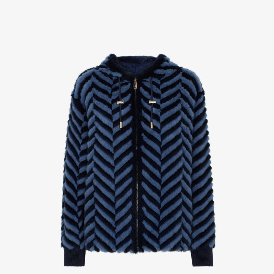 Damen Fendi Mantel Und Oberbekleidung | Jacke Aus Nerzpelz In Blau