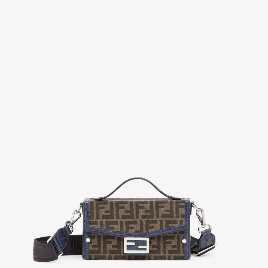 Herren Fendi Messenger Bags | Tasche Aus Ff-Jacquard Und Exotenleder