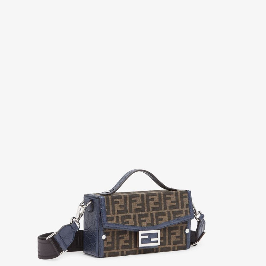 Herren Fendi Messenger Bags | Tasche Aus Ff-Jacquard Und Exotenleder