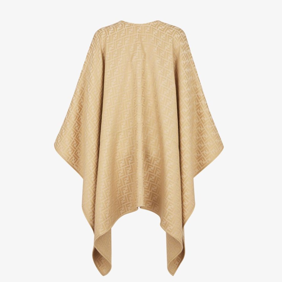 Damen Fendi Schals Und Ponchos | Poncho Aus Wolle Und Seide In Beige