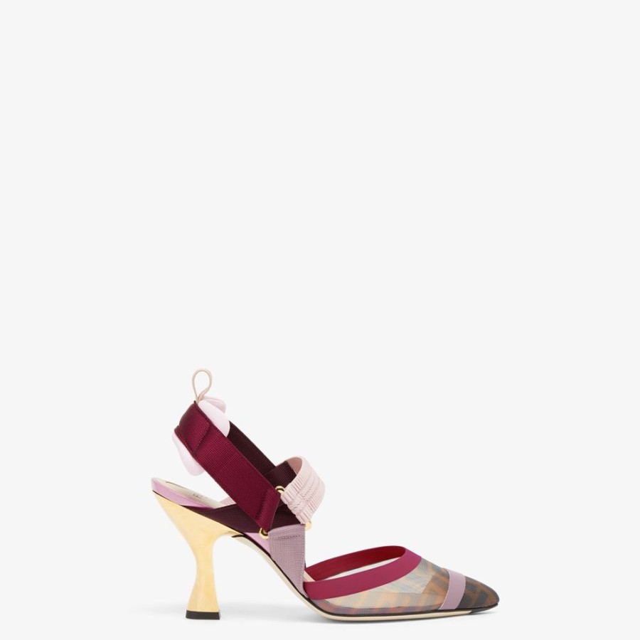 Damen Fendi Pumps Und Slingbacks | Slingback Mit Hohem Absatz Aus Netz In Braun