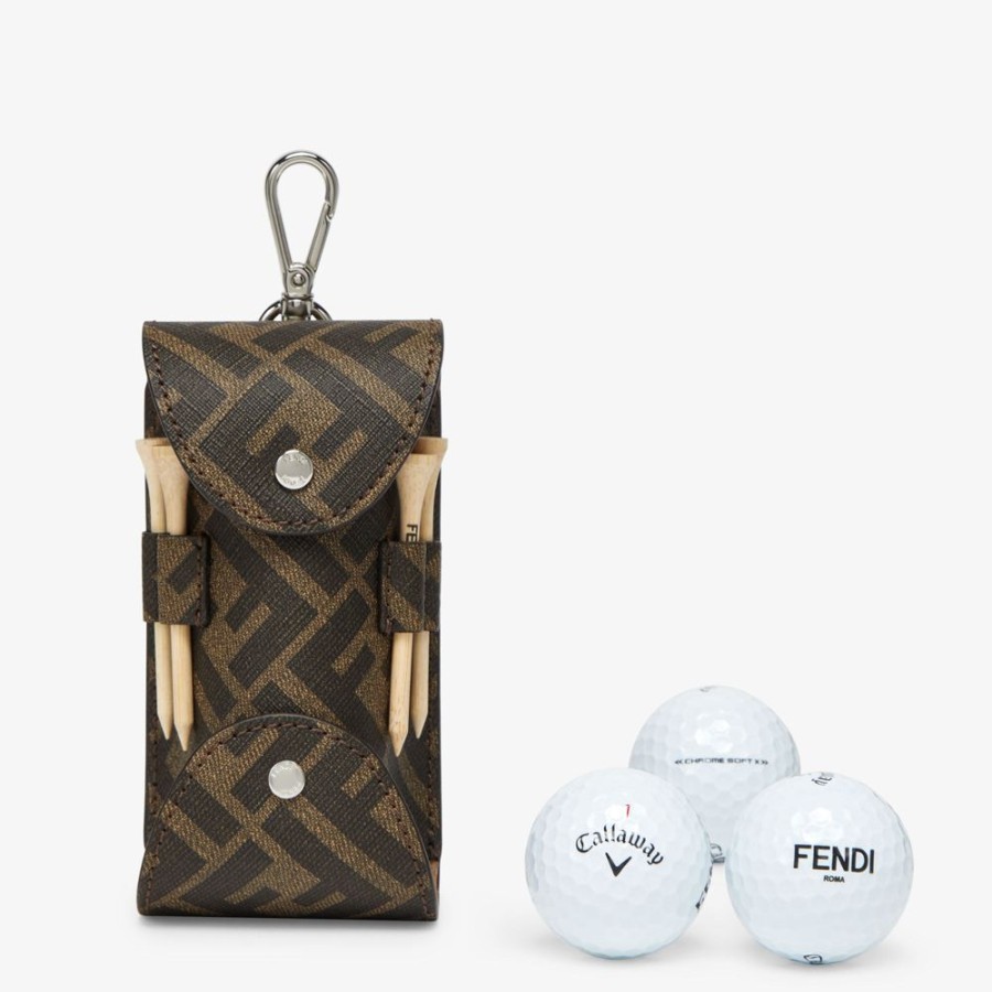 Herren Fendi Reise- Und Lifestyle-Accessoires | Golf-Ballhalter Aus Stoff In Braun