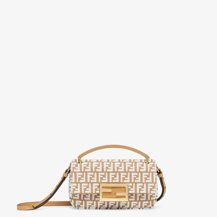 Damen Fendi Mini-Taschen | Pochette Aus Raphia In Beige Ff