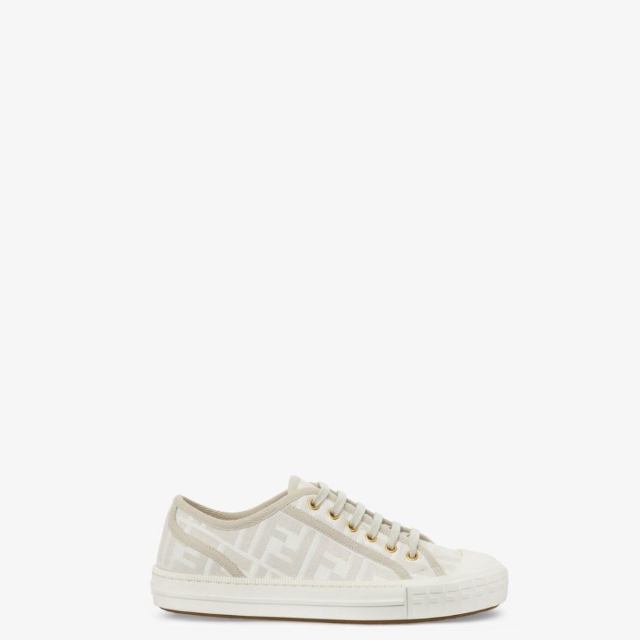 Damen Fendi Sneakers | Low-Top Sneaker Aus Ff-Stoff In Weis