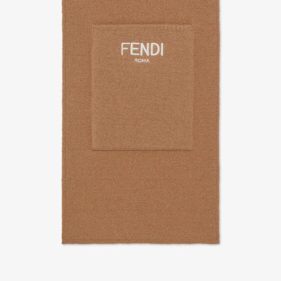 Kids Fendi Accessoires | Junior-Schal Aus Wolle Zum Wenden In Beige