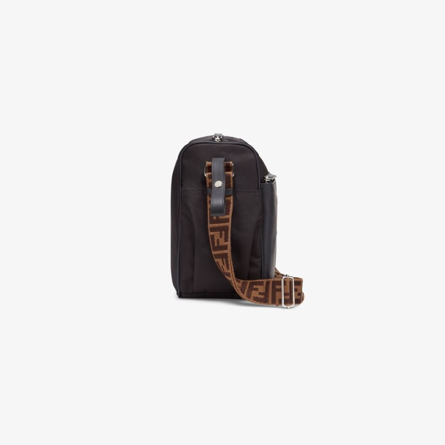 Kids Fendi Kinderwagen Und Accessoires | Wickeltasche Aus Nylon Und Leder In Schwarz