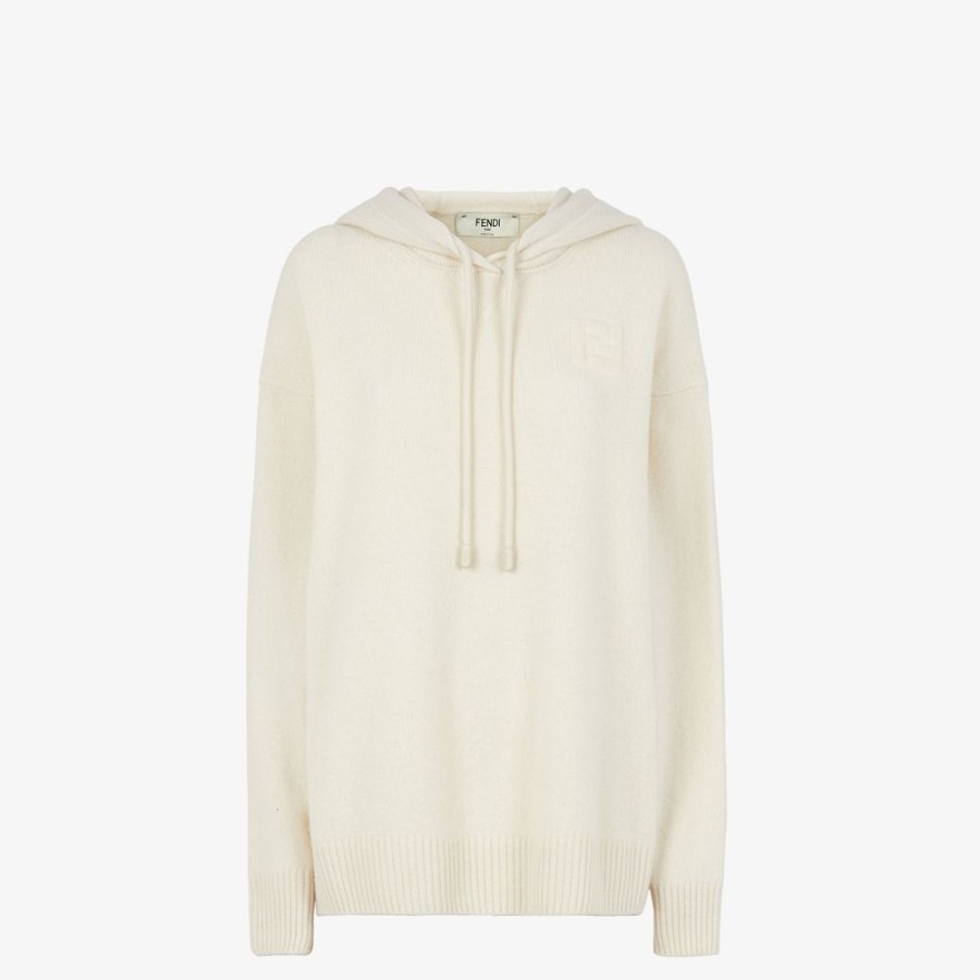 Damen Fendi Sportbekleidung | Pullover Aus Kaschmir In Weis