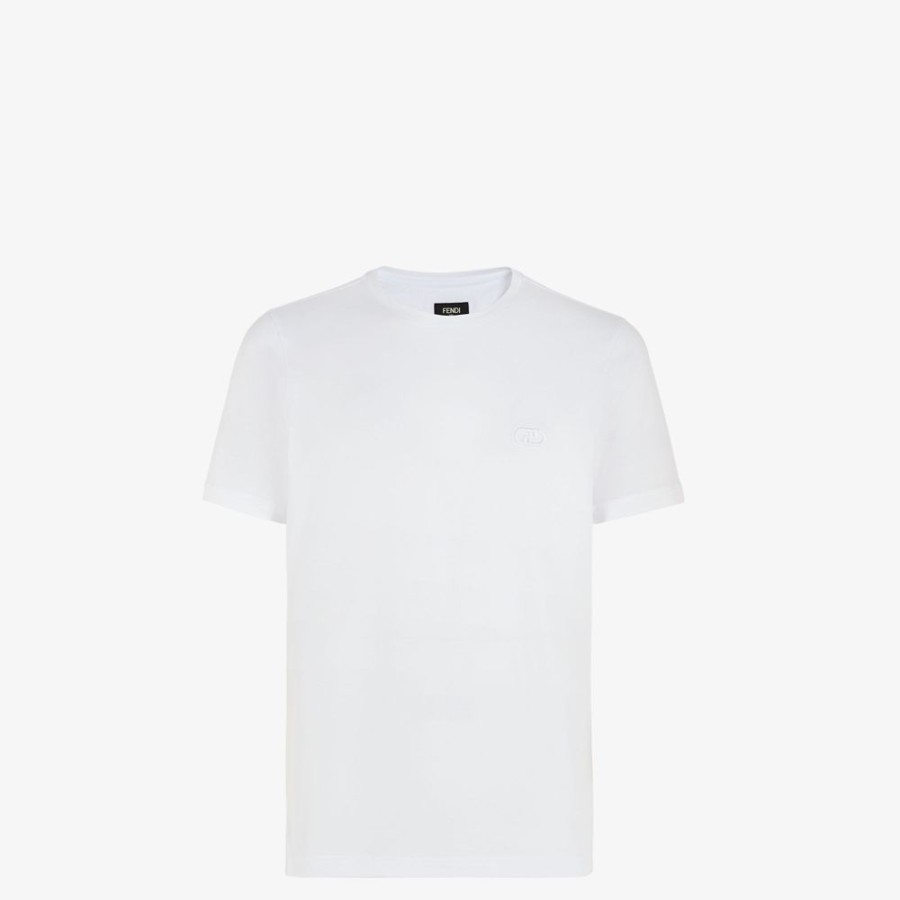 Herren Fendi T-Shirts Und Poloshirts | T-Shirt Aus Jersey In Weis