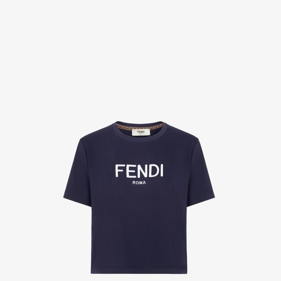 Damen Fendi T-Shirts Und Sweatshirts | T-Shirt Aus Baumwolle In Blau