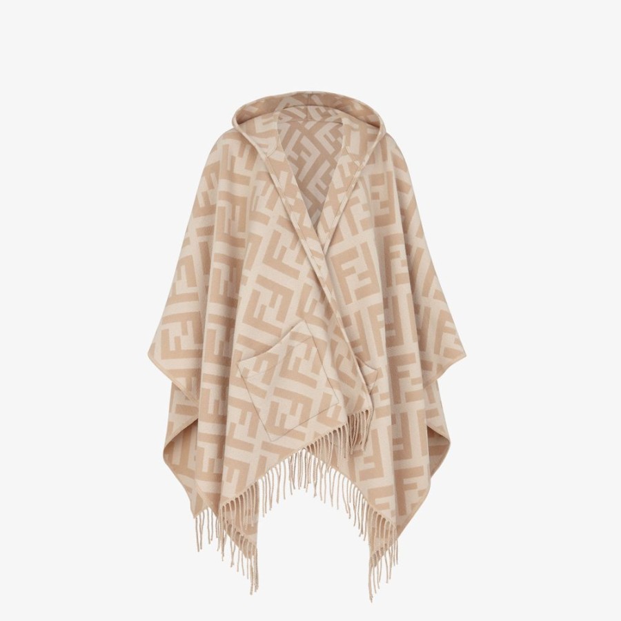 Damen Fendi Schals Und Ponchos | Poncho Aus Kaschmir In Beige