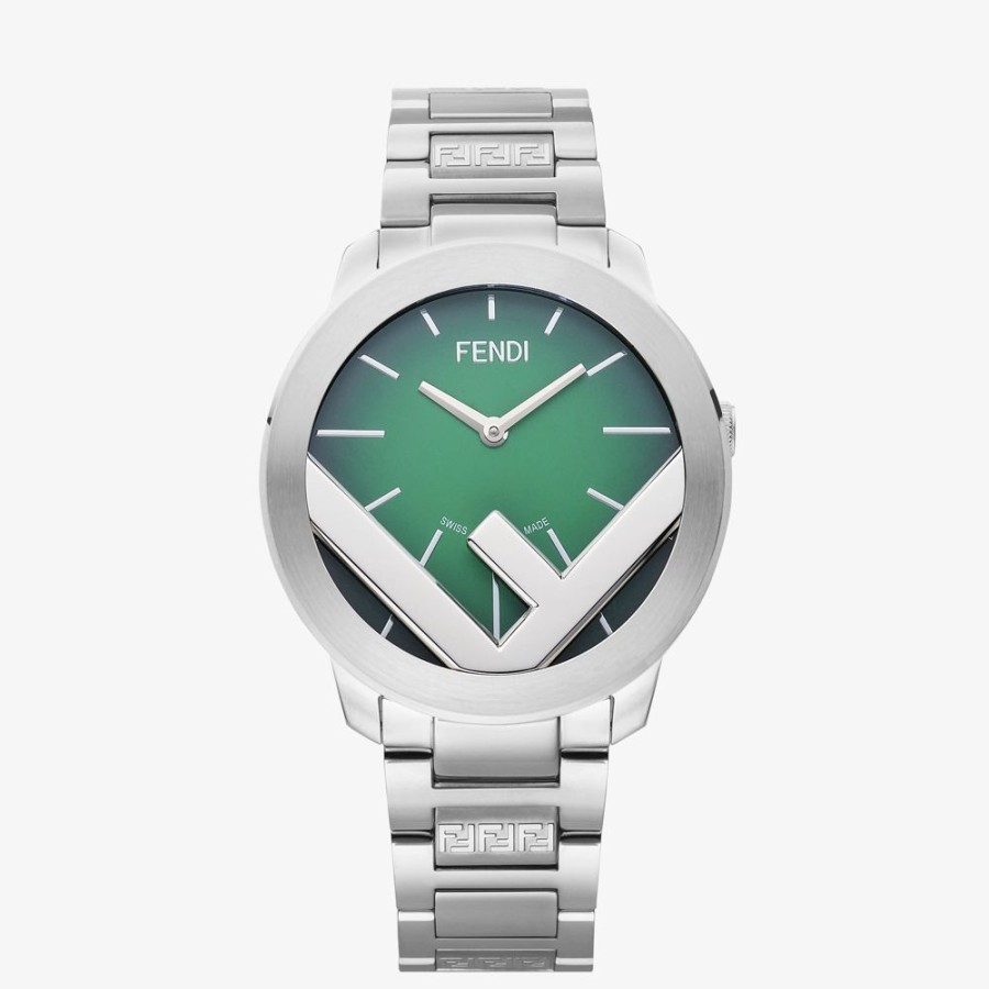 Herren Fendi Uhren | Runde Uhr 41 Mm Mit F Is Fendi-Logo