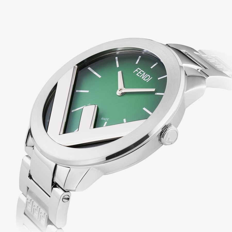 Herren Fendi Uhren | Runde Uhr 41 Mm Mit F Is Fendi-Logo