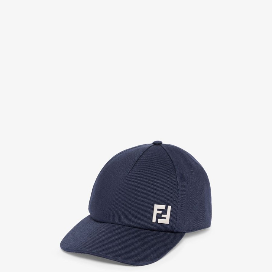 Herren Fendi Mutzen Und Handschuhe | Baseballlkappe Aus Baumwolle In Blau