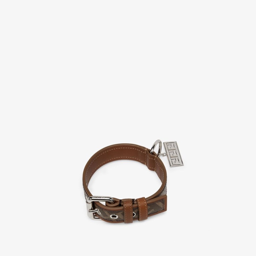 Herren Fendi Haustier-Accessoires | Halsband Aus Stoff In Braun