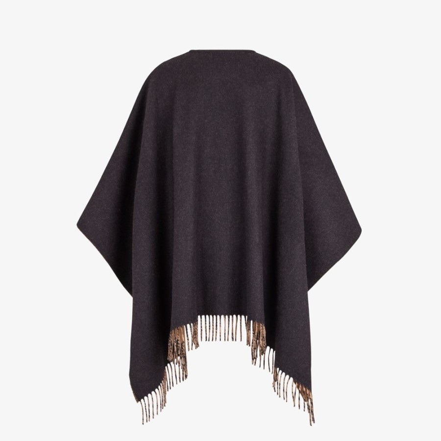 Damen Fendi Schals Und Ponchos | Poncho Aus Wolle Und Kaschmir In Schwarz