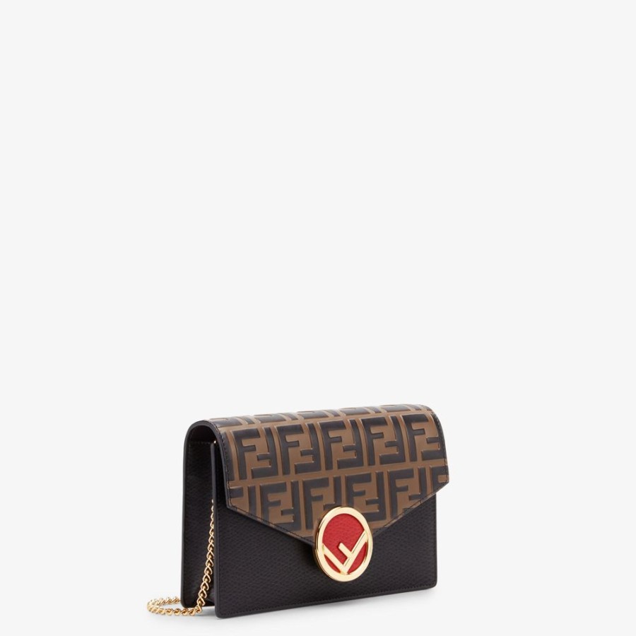 Damen Fendi Portemonnaies Mit Tragekette | Mini Tasche Aus Leder In Schwarz