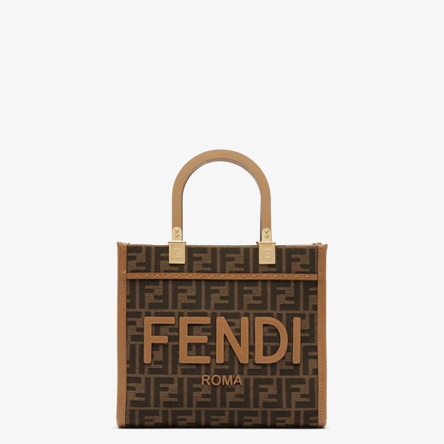 Damen Fendi Timeless | Shopper Aus Ff-Jacquard In Braun