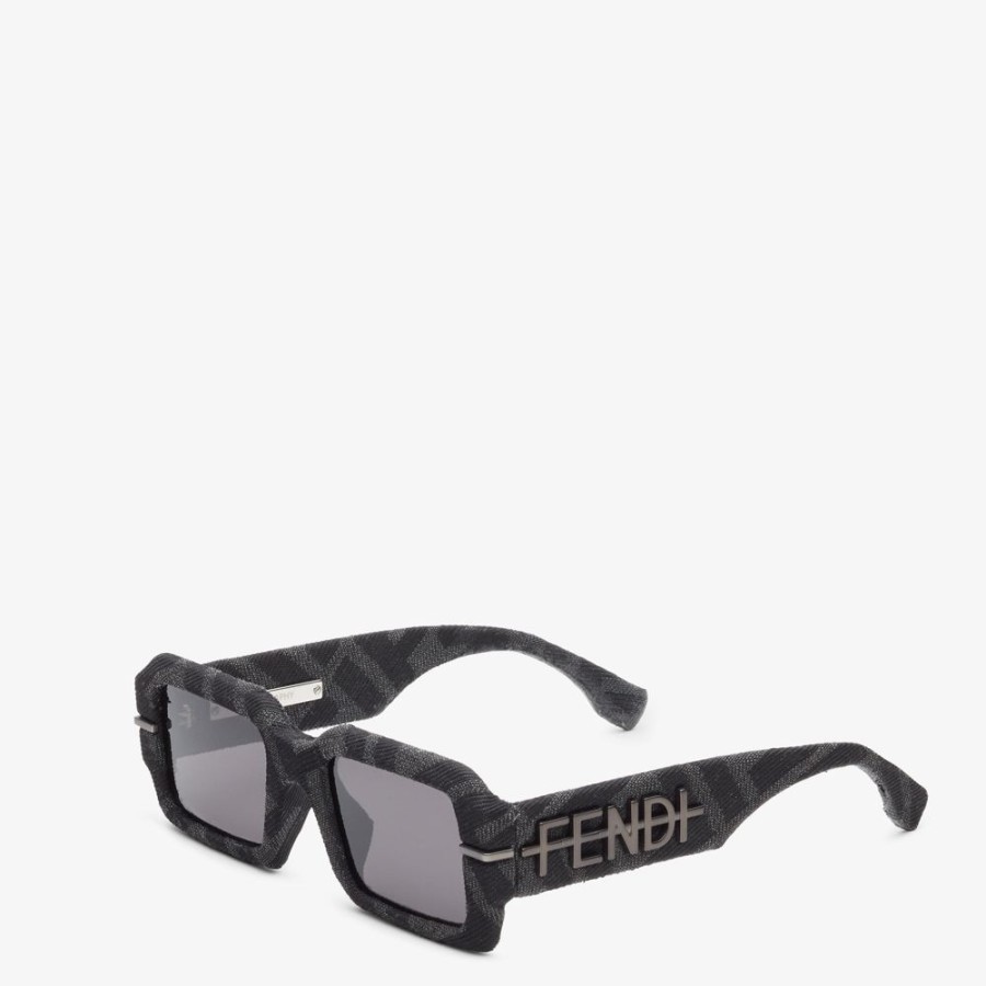 Herren Fendi Sonnenbrillen | Sonnenbrille Aus Ff-Stoff In Grau