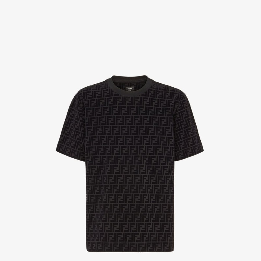 Herren Fendi T-Shirts Und Poloshirts | T-Shirt Aus Pikee In Schwarz